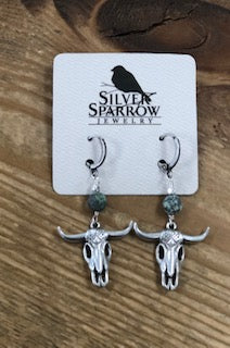 Silver Sparrow Earrings - Steer head