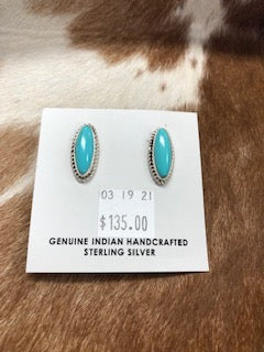Turquoise Silver Polished Earrings