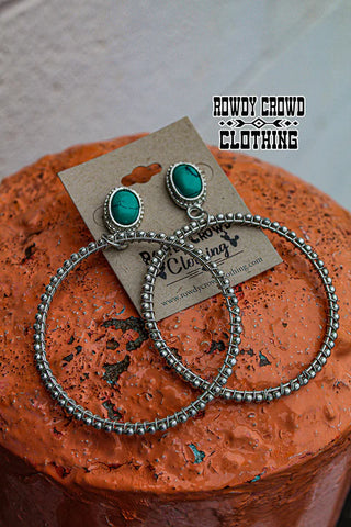 Turquoise Hoop Stud Earrings