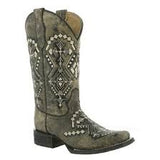 Corral Sand Embroidered Square Toed Boots