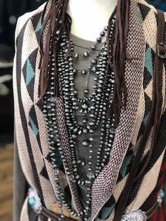 Fringe and Navajo Beaded Necklace