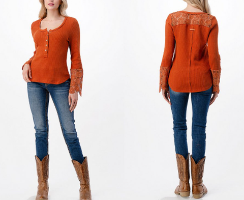 Rust Orange Knit Top