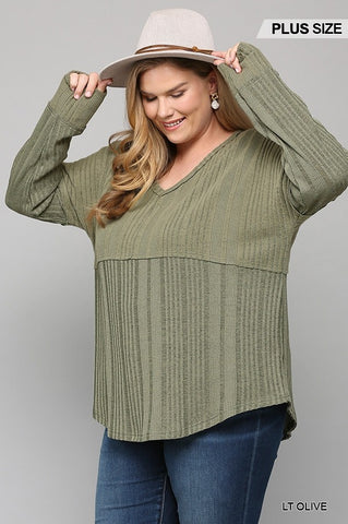 Olive Ribbed Top