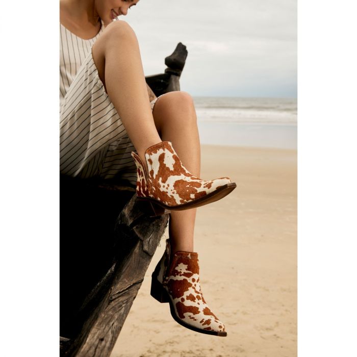 Myra Cow Hide Booties